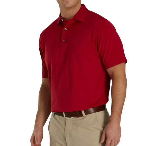 FootJoy ProDry Performance Mens Size L Red Stretch Pique Polo Golf Shirt - Picture 1 of 13